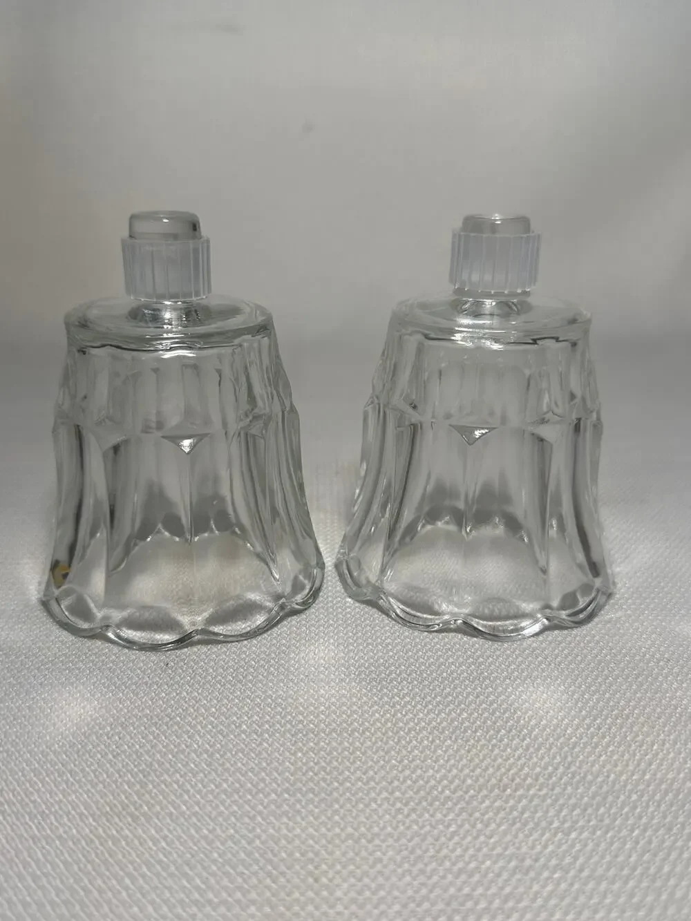 Vintage Homco Starlite Clear Glass Peg Votive Candle Holders Set of 2 USA